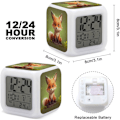 Miniatyrbild 2 av 8: Väckarklocka, söt Lile Fox Print Digital Väckarklocka, Resor, Liten Väckarklocka för Sängbord, Väckarklocka Baery Powered Vit Vit