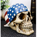 Miniatyrbillede 7 af 8: Ebros Gave Patriotisk Amerikansk Flag Stjerne Spangled Banner Bandana Biker Skull Dekorativ Figur Macabre Samleobjekt 4. Juli Frihed Uafhængighed
