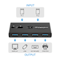 Miniatyrbild 2 av 5: KVM-omkopplare USB 3.0-omkopplare 4 portar ut 2 datorer adapterhubb Fri