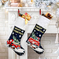 Miniatyrbilde 2 av 5: Blåopplyste julestrømper - Plysj fløyelstrømper for juledekorasjon (2-pakning)