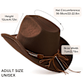 Miniatyrbillede 2 af 5: Mænd og kvinders filt bredskygget western cowboy udendørs fedora hatte med bælte