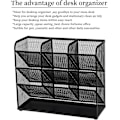 Miniatyrbillede 6 af 6: Mesh skrivebordsarrangør, multifunktionel penneholder, skrivebordsstationær arrangør, opbevaringshylde til skolehjemmekontor, kontorartikler (mesh penneholder)