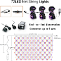 Miniatyrbilde 8 av 8: 5ft x 5ft Halloween Net Lights Utendørs Nettlys, 8 Moduser Timer Koblingsbar Vanntette Oransje Lilla Busklys Nettinglys for Oransje