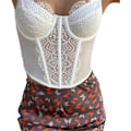 Miniatyrbilde 2 av 4: Blonder Korsett Topper for Kvinner Patchwork V Hals Cami Topp Spaghetti Stropp Push Up