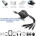 Miniatyrbild 2 av 5: Multi Retractable Laddkabel 4-i-1 Multi Laddare Sladd 4A USB