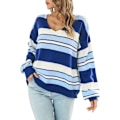 Miniatyrbilde 1 av 5: Vintervarm genser for kvinner Gradient Stripe V-hals genser for en