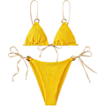 Miniatyrbillede 1 af 4: Kvinde Trekantet String Bikini Ribbet O Ring Binde Side Todelt Badetøj