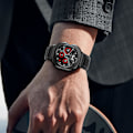 Miniatyrbild 7 av 7: Silikonband med rostfritt stålfodral kompatibelt med Galaxy Watch Ultra 47mm band skyddande fodral för män (svart) Svart/Svart