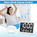 Miniatyrbild 3 av 9: Digital väckarklocka med snooze, liten klocka/bordsklocka, 6,3\" LED digital kalender, 12/24H, justerbar ljusstyrka/volym, skrivbordsklocka för vit