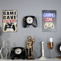 Miniatyrbillede 2 af 7: Gamepad-formet vægur, kaminur til gamere, metal, sort, 7,4 x 6,0 tommer, stille fejesekundbevægelse, unik videospilindretning sort