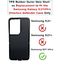 Pikkukuva 3 / 6: Korvaava TPE-kumipäällyskuori, yhteensopiva Galaxy S21 Ultra Defender -sarjan kotelon kanssa (musta) Musta