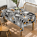 Miniatyrbilde 2 av 6: Halloween-duk 60x84 tommer rektangulær, Spier Web Pattern Cobweb Scary Theme Vaskbar Duk for Fest Piknik innendørs ecor Svart 60×8 Svart