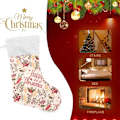 Miniatyrbillede 7 af 7: Jule-Strømpe, Personlige Jule-Strømper 2-pak Merry Christmas Floral 45,7 cm Jule-Strømper Hængende Ornament Pejs til Trædekoration