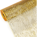 Miniatyrbillede 2 af 2: Guld Metallic Mesh Bånd, 10 tommer x 30 fod (10Yard), Guld med Guld Deluxe