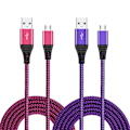 Miniatyrbild 1 av 5: Micro USB-kabel 10FT, 2-pack lång nylonflätad Android USB-laddare