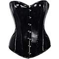 Miniatyrbillede 3 af 5: Sort PVC Læder Steampunk Gotisk Wasit Trainer Overbust Korset Bustier