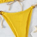 Miniatyrbillede 4 af 4: Kvinde Trekantet String Bikini Ribbet O Ring Binde Side Todelt Badetøj