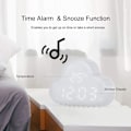Miniatyrbild 2 av 9: Digital väckarklocka, söt molnformad netisk temperaturröstaktiveringsklocka för snooze (vit) Vit Vit