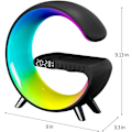 Miniatyrbillede 8 af 8: Intelligent LED-bordlampe, 4 i 1 oplader atmosfære nattelyslampe, app-styret BT-højttaler vækkeur, hjemmekontorstudie sengebordsopladning