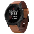 Miniatyrbild 1 av 5: För Garmin Forerunner 945 22mm Läder Stål Spänne Klockarmband UVU Brown