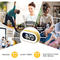 Miniatyrbillede 7 af 7: Vækkeur, Nattelys + Vækkeur, Stort Fedt Taldisplay, Justerbar Alarmvolumen, 12/24Hr, Snooze, Lille Skrivebord til Soveværelse Sort