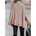 Miniatyrbild 5 av 5: Dam Poncho Tröja med Hög Hals Höst Vinter 2023 Mode Grovstickad Cape Wrap Tröjor Pullover Jumper Toppar Orange Red Large