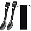 Miniatyrbillede 1 af 5: Camping Spork (2-pak) - 5-i-1 redskab i rustfrit stål