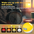 Miniatyrbillede 6 af 6: Smart vækkeur med lys med 20+ farver, 12 lyde, 4 alarmer, solopgangsvækning, snooze, sleep timer, natlys, app-styring, LED-stemningslys hvid