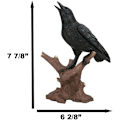Miniatyrbillede 2 af 8: Ebros Gave Quoth The Raven Nevermore Realistisk Krage Fugl Kragen Sidder På Gren Figur 8.25\" Høj Skraldemand Fugl Ravne Krager Ossuarium