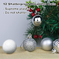 Miniatyrbillede 3 af 5: Hvide og sølvfarvede 1,6\" små julekugler til juletræspynt