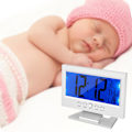 Miniatyrbild 4 av 9: Bordsur, LCD-display Digital Sound Sensor Klocka Bordslarmklocka med Smart Nattljus och Snooze Tid/Kalender/Temperatur Display(Silver)