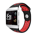 Miniatyrbild 1 av 5: For Fitbit Ionic Andningsbar Tvåfärgad Silikonklocka BHF Black Red