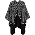 Miniatyrbilde 2 av 5: Fargeblokk Dame Sjal Wrap Stilig Åpen Front Poncho Cape