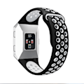 Miniatyrbillede 4 af 5: For Fitbit Ionic Åndbar To-tone Silikonurrem BHF Black White