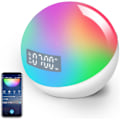 Miniatyrbillede 1 af 6: Smart vækkeur med lys med 20+ farver, 12 lyde, 4 alarmer, solopgangsvækning, snooze, sleep timer, natlys, app-styring, LED-stemningslys hvid