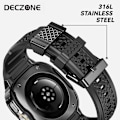 Miniatyrbillede 6 af 7: Silikone Rem med Rustfrit Stål Etui Kompatibel med Galaxy Watch Ultra 47mm Remme Beskyttende Etui til Mænd (Sort) Sort/Sort