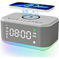 Miniatyrbild 1 av 8: Väckarklocka Högtalare Trådlös Laddare, Digital Sovrum Bluetooth, Väckarklocka Dimbart Ljus Sovrum Dubbel Alarm Snooze Dimmer 12 24H RGB Natt