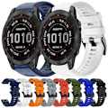 Miniatyrbillede 3 af 5: Til Garmin Fenix 7 Sapphire Solar Metal Spænde Solid Color Silikonurrem OEM Red