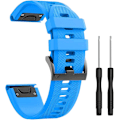 Miniatyrbillede 1 af 5: Silikone Rem til Fenix 5x 26mm Bred Kompatibel Med Fenix 5x/fenix 5x Plus/fenix 6x Pro Azure