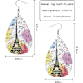 Miniatyrbild 2 av 5: Paris Läder Tåardrop Örhängen Alla hjärtans dag Eiffeltornet Ballong Kärlek Hjärta Faux