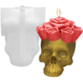Miniatyrbillede 1 af 5: Halloween lys i 3D kranieform med rosenblomst