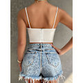Miniatyrbilde 2 av 5: Kvinners ermeløs kjede spaghetti stropp flekk cami crop topp bustier