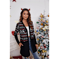 Miniatyrbillede 4 af 5: Casual juleprint strikkede cardigans med lange ærmer og åben front