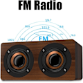 Miniatyrbild 2 av 8: Trådlös Bluetooth-högtalare i trä, retro tung bas musikspelare stödjer FM-radio väckarklocka funktion för hemmakontor idé vänner (brunt korn)