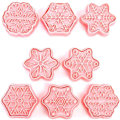 Miniatyrbillede 1 af 5: 8 stk/sæt Cookie Cutters Plast 3D Snowflake Form Pressbar Form