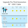 Miniatyrbillede 2 af 5: USB Type-C-kabel 2.1A hurtigopladning: [90 grader/6 fod/3 pakke]