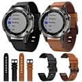 Miniatyrbillede 4 af 5: Til Garmin Quatix 5 Sapphire 22 mm læder stålspænde urbånd UXY Black