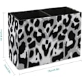 Miniatyrbillede 2 af 7: Blck nd White Leoprd Print PU Leer ncil Holder Cute n Continer Mkeup Storge Box Desk Orgnizer Blck nd White leoprd Print Black and White leopard