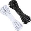 Miniatyrbilde 1 av 5: Elastisk snor (2 stk) - 3 mm elastisk nylon snor for sying, masker og DIY-håndverk (svart og hvit)