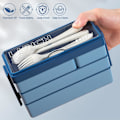 Miniatyrbillede 2 af 5: Bento Madkasser - Stablebar 3 Lag 4 Rum Madlavningsbeholder (1450ml)
